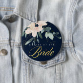 NAVY BLUSH GOLD FLORAL WATERVERF MOEDER VAN BRIDE RONDE BUTTON 4,0 CM (In situ)