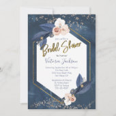 Navy Blush Gold Vrijgezellenfeest Kaart (Voorkant)