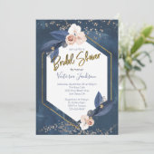 Navy Blush Gold Vrijgezellenfeest Kaart (Staand voorkant)