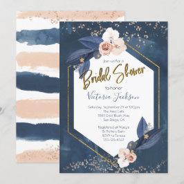 Navy Blush Gold Vrijgezellenfeest Kaart