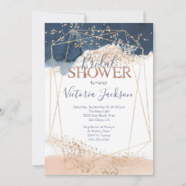 Navy Blush Gold Vrijgezellenfeest Kaart