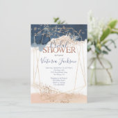 Navy Blush Gold Vrijgezellenfeest Kaart (Staand voorkant)