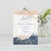 Navy Blush Gold Vrijgezellenfeest Kaart (Staand voorkant)