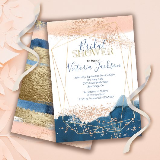 Navy Blush Gold Vrijgezellenfeest Kaart