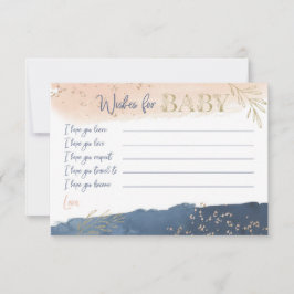 Navy Blush Gold Wishes voor Baby Kaart