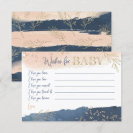 Navy Blush Gold Wishes voor Baby Kaart