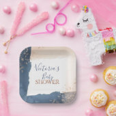 Navy Blush Goud Baby shower Papieren Bordje (Feest)