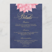 Navy Blush Goud Bloemen Dahlia Bruiloft Details Ka Informatiekaartje (Voorkant)