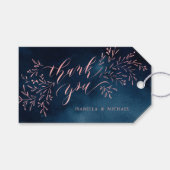 Navy blush kalligrafie dank u rustieke bloemen cadeaulabel (Voorkant (Horizontaal))