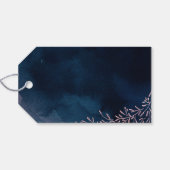 Navy blush kalligrafie dank u rustieke bloemen cadeaulabel (Achterkant Horizontaal)