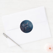 Navy blush kalligrafie dank u rustieke bloemen ronde sticker (Envelop)