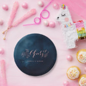 Navy blush kalligrafie juicht rustieke bloemenfees papieren bordje (Feest)