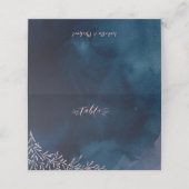 Navy blush kalligrafie rustieke bruiloft plaats ka plaatskaartje (Buitenkant ongevouwen)