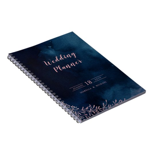 Navy blush kalligrafie rustieke bruiloft planner notitieboek (Rechterzijde)
