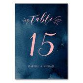 Navy blush kalligrafie rustieke bruiloft tafel num kaart (Voorkant)