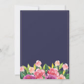 Navy Blush Magenta Floral Baby shower Invitation Kaart (Achterkant)