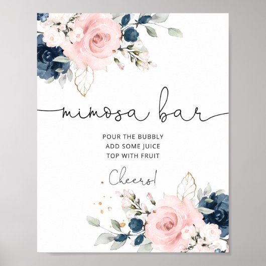 Navy blush Mimosa bar Poster (Voorkant)