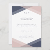 Navy Blush Modern Monogram Bruiloft Kaart (Voorkant)