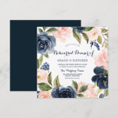 Navy & Blush Modern Wedding Rehearsal Dinner Kaart (Voorkant / Achterkant)