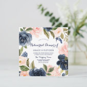 Navy & Blush Modern Wedding Rehearsal Dinner Kaart (Staand voorkant)