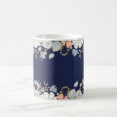 Navy Blush Pink Blue Floral Monogram op maat Koffiemok (Center)