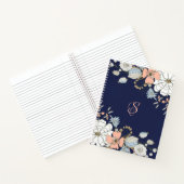 Navy Blush Pink Blue Floral Monogram op maat Notitieboek (Binnen)