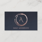 NAVY BLUSH PINK BRUSH STROKE CIRCLE LOGO MONOGRAM VISITEKAARTJE (Voorkant)