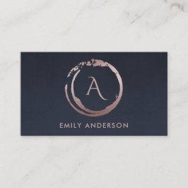NAVY BLUSH PINK BRUSH STROKE CIRCLE LOGO MONOGRAM VISITEKAARTJE