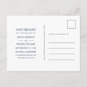 Navy Blush Pink Floral Boho Foto slaat de datum op Uitnodiging Briefkaart (Achterkant)