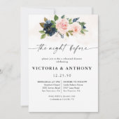 Navy & Blush Pink Floral de avond ervoor Kaart (Voorkant)