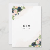 Navy & Blush Pink Floral Save The Date Kaart (Achterkant)