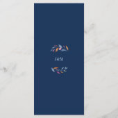 Navy Blush Pink Floral Waterverf Monogram bruiloft Menu (Achterkant)