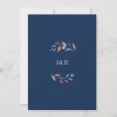 Navy Blush Pink Floral Waterverf Monogram bruiloft Save The Date (Achterkant)