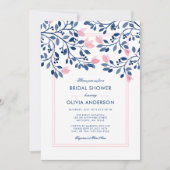 Navy Blush Pink Floral Waterverf Vrijgezellenfeest Kaart (Voorkant)