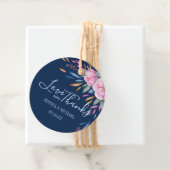 Navy Blush Pink Floral Wedding Love and Bedankt Bedankjes Labels (In situ)