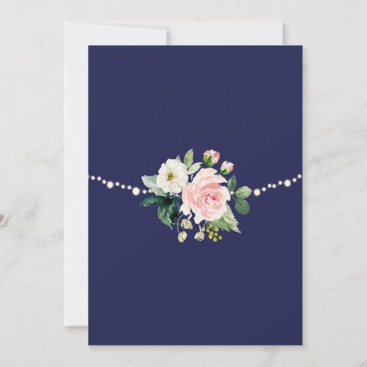 Navy Blush Pink Gold Engagement Party Kaart (Achterkant)