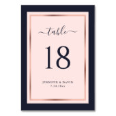 Navy Blush Pink Rose Gold Wedding Kaart (Achterkant)