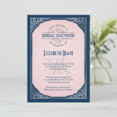 Navy Blush Pink Silver  Lijst Vrijgezellenfeest Kaart (Staand voorkant)