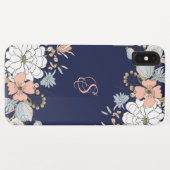 Navy Blush Roze Blauw Bloemen Gepersonaliseerd Case-Mate iPhone Case (Achterkant (horizontaal))