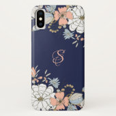 Navy Blush Roze Blauw Bloemen Gepersonaliseerd Case-Mate iPhone Case (Achterkant)