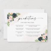 Navy & Blush Roze Bloemen Baby Voorspellingen Kaar Kaart (Voorkant)