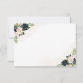 Navy & Blush Roze Bloemen Bruiloft RSVP Kaart (Achterkant)