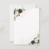 Navy & Blush Roze Bloemen Bruiloft RSVP Kaart (Achterkant)