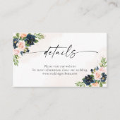 Navy & Blush Roze Bloemen Details Behuizing Kaart (Voorkant)