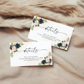 Navy & Blush Roze Bloemen Details Behuizing Kaart