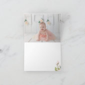 Navy & Blush Roze Bloemen Gevouwen Dank u kaart (Binnen)