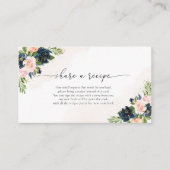 Navy & Blush Roze Bloemen Recept Aanvraag Kaart (Voorkant)