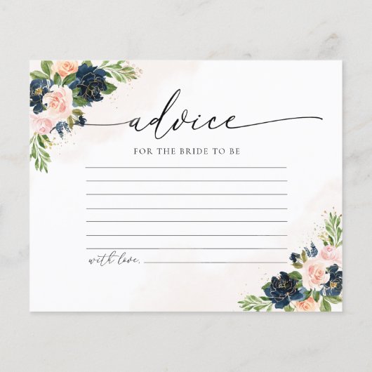 Navy & Blush Roze Bloemen Vrijgezellenfeest Advies (Achterkant)