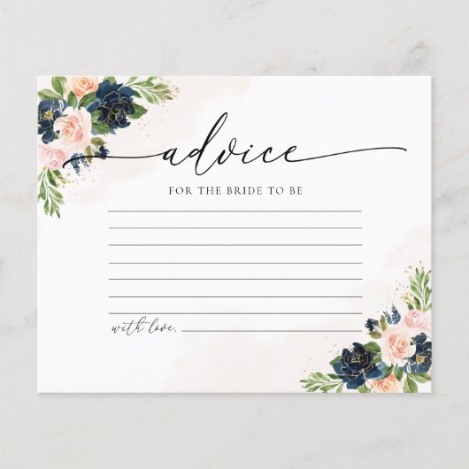 Navy & Blush Roze Bloemen Vrijgezellenfeest Advies (Voorkant)