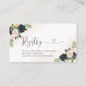 Navy & Blush Roze Bloemenregister Behuizing Kaart (Voorkant)